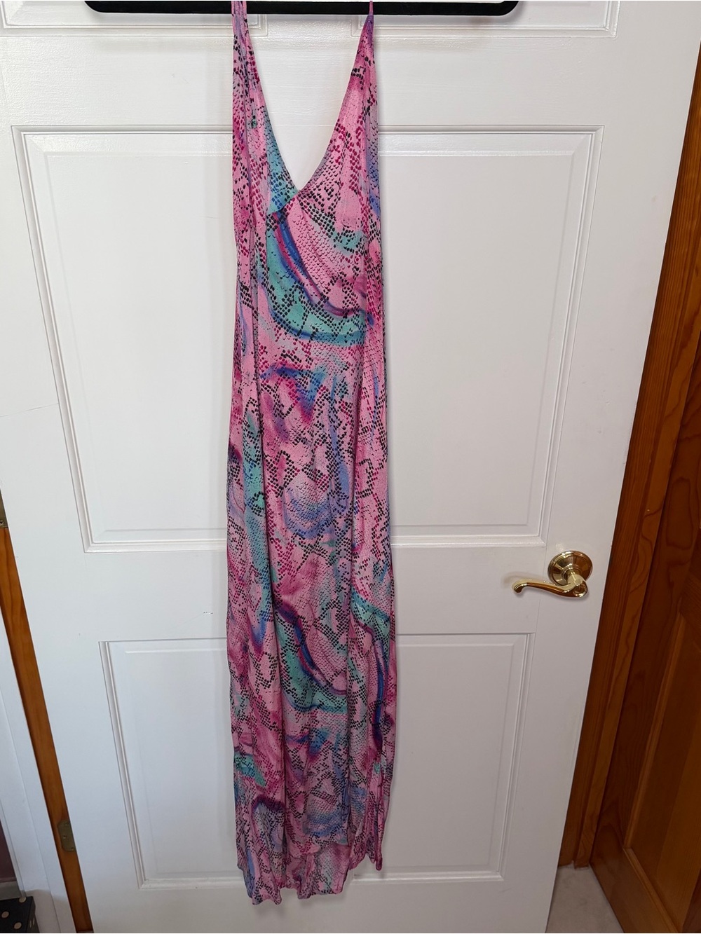 ASOS Pink Multicolor Snake-Print Maxi Dress Size 10